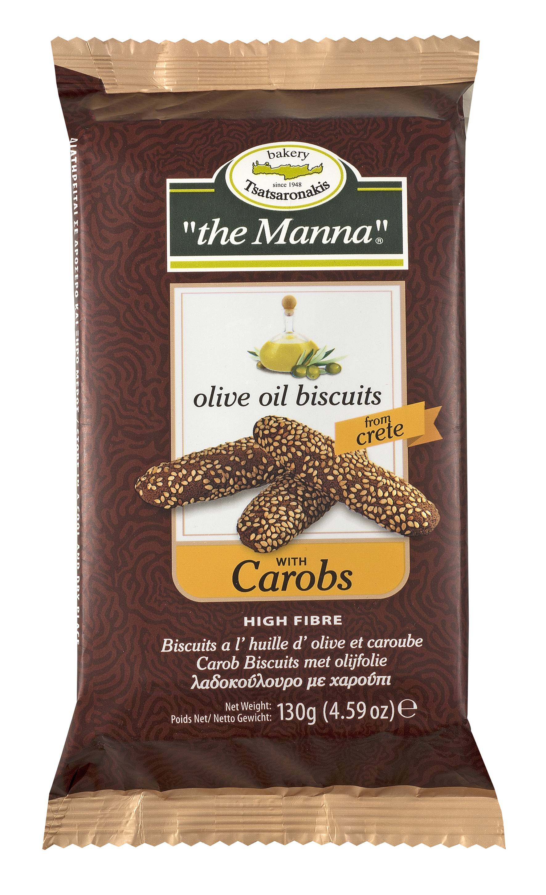 Печенье с оливковым маслом и кэробом MANNA 130г